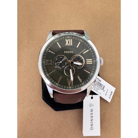 Fossil BQM7099 Flynn Brown Leather Watch 48mm - Picture 1 of 5